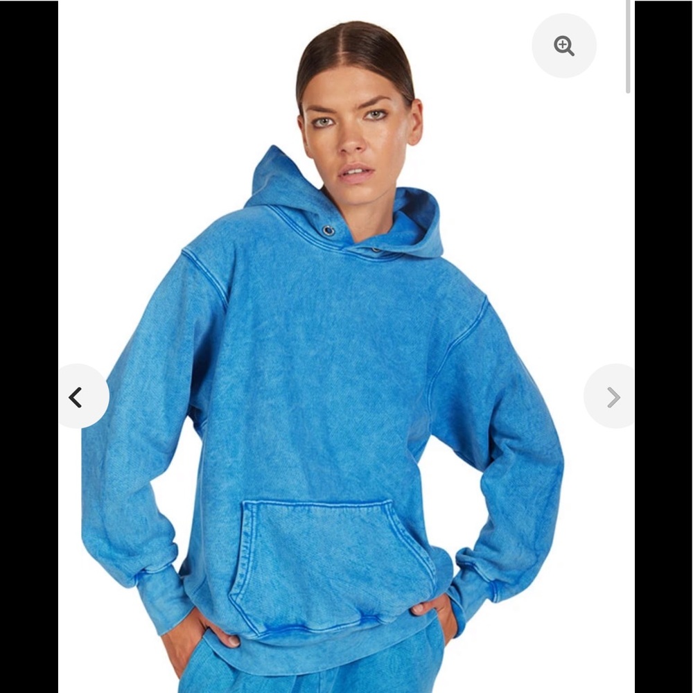 NWT Les Tien Heavyweight Mineral Wash Hoodie in Electric Blue Stone size xs